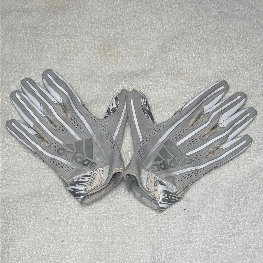 Adidas Silver and White Men's Athletic Gloves